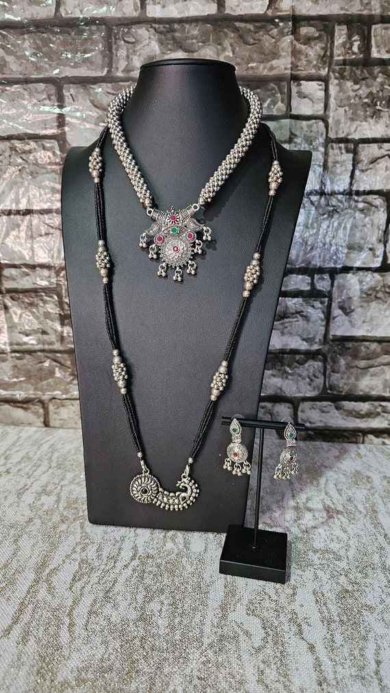 Graceful Gauri Mangalsutra and Thushi Combo 36 inch Long Black