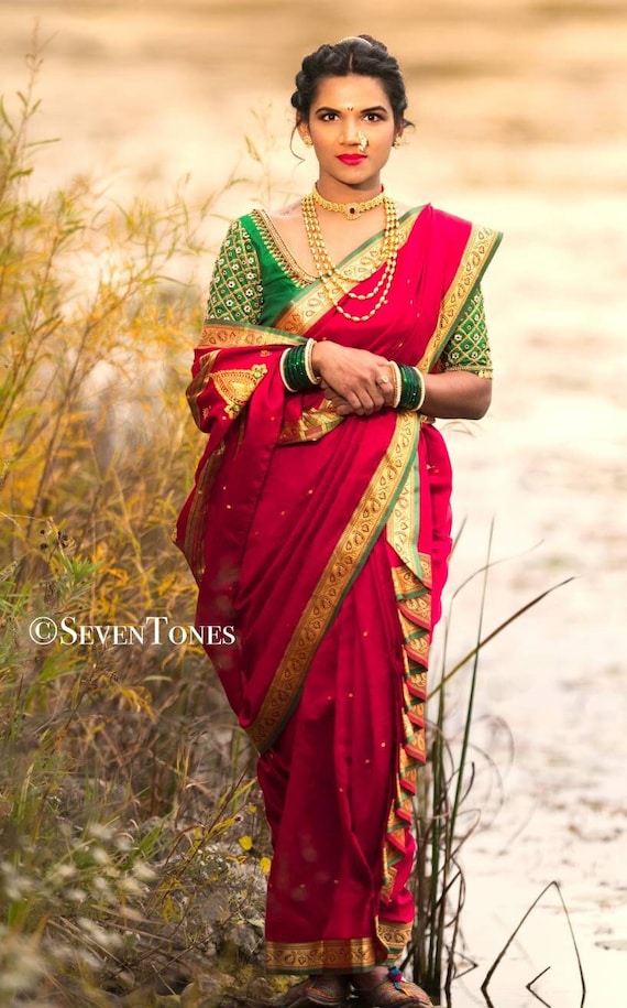 Ready to Wear Nauwari Maharastrian Saree in Mastani Pattern Etsy