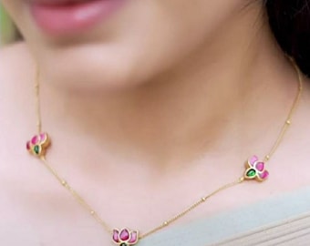 Light weight Jadau kundan  lotus necklace with earring