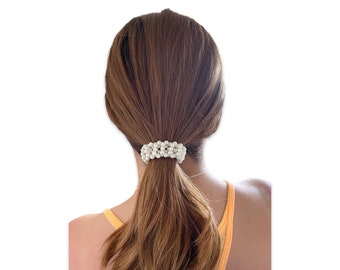Elastico per capelli Chic Pearl: elastico per coda di cavallo fatto a mano