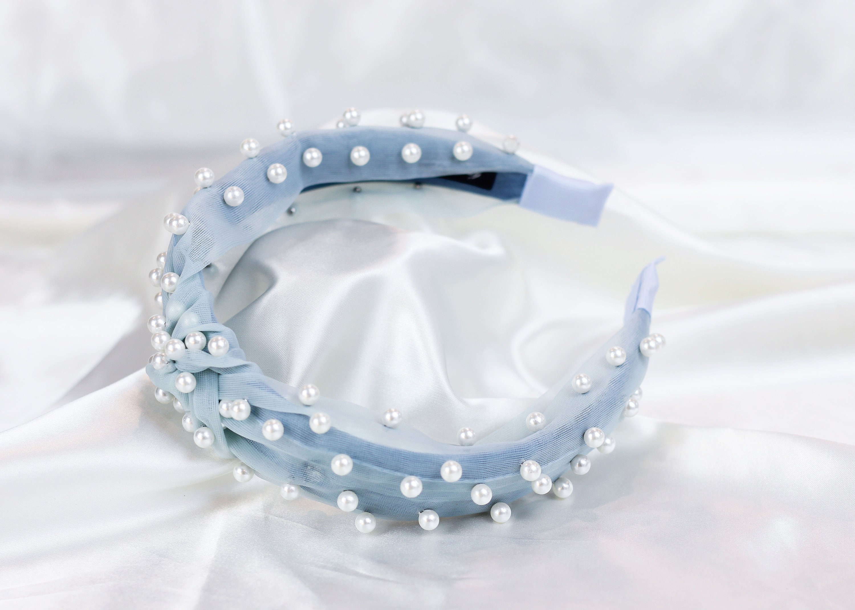 Atoden Cerchietto annodato nero con strass di perle da donna, fasce larghe con nodo superiore, fascia con perline, fasce per capelli con cristalli per capelli impreziosite da donna, fasce per capelli