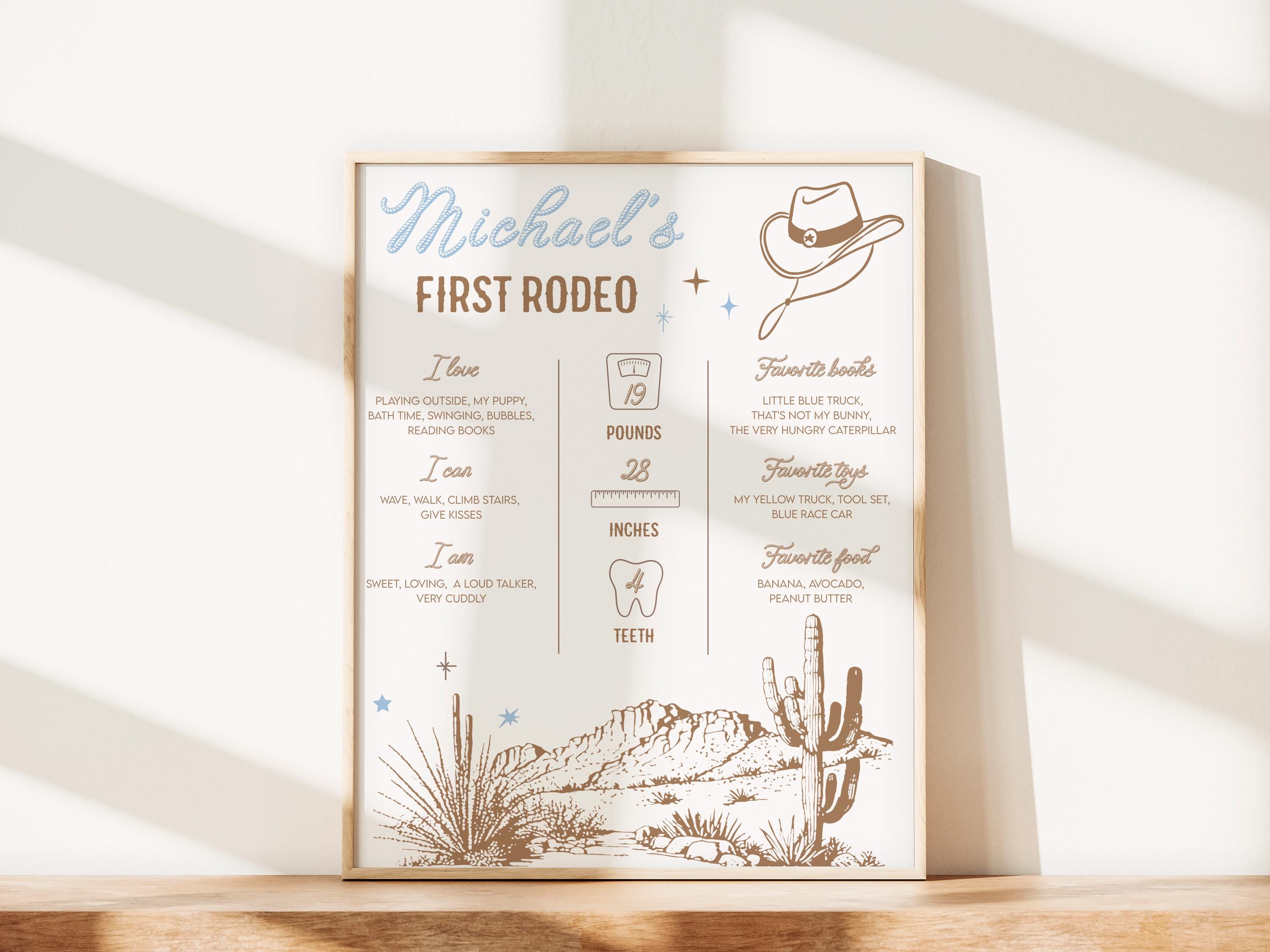 First Rodeo Signage Editable First Rodeo Milestone Sign: Cowboy 1st Birthday (digital ...