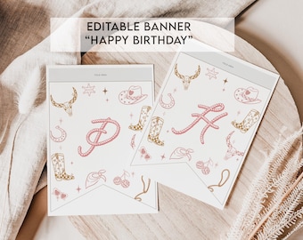 Pink Rodeo Birthday Banner: Editable Cowgirl Party Decor (Digital Download)