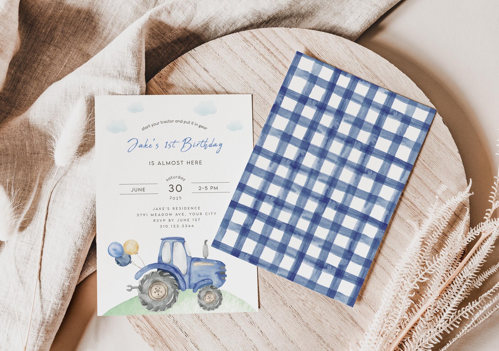 Blue Tractor Birthday Invitation – Farm Party, Boys (digital Download ...
