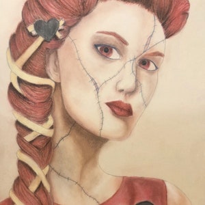 Queen of Hearts Chalk Pastel / Retrato a lápiz de colores