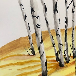 Watercolor Birch Trees Painting