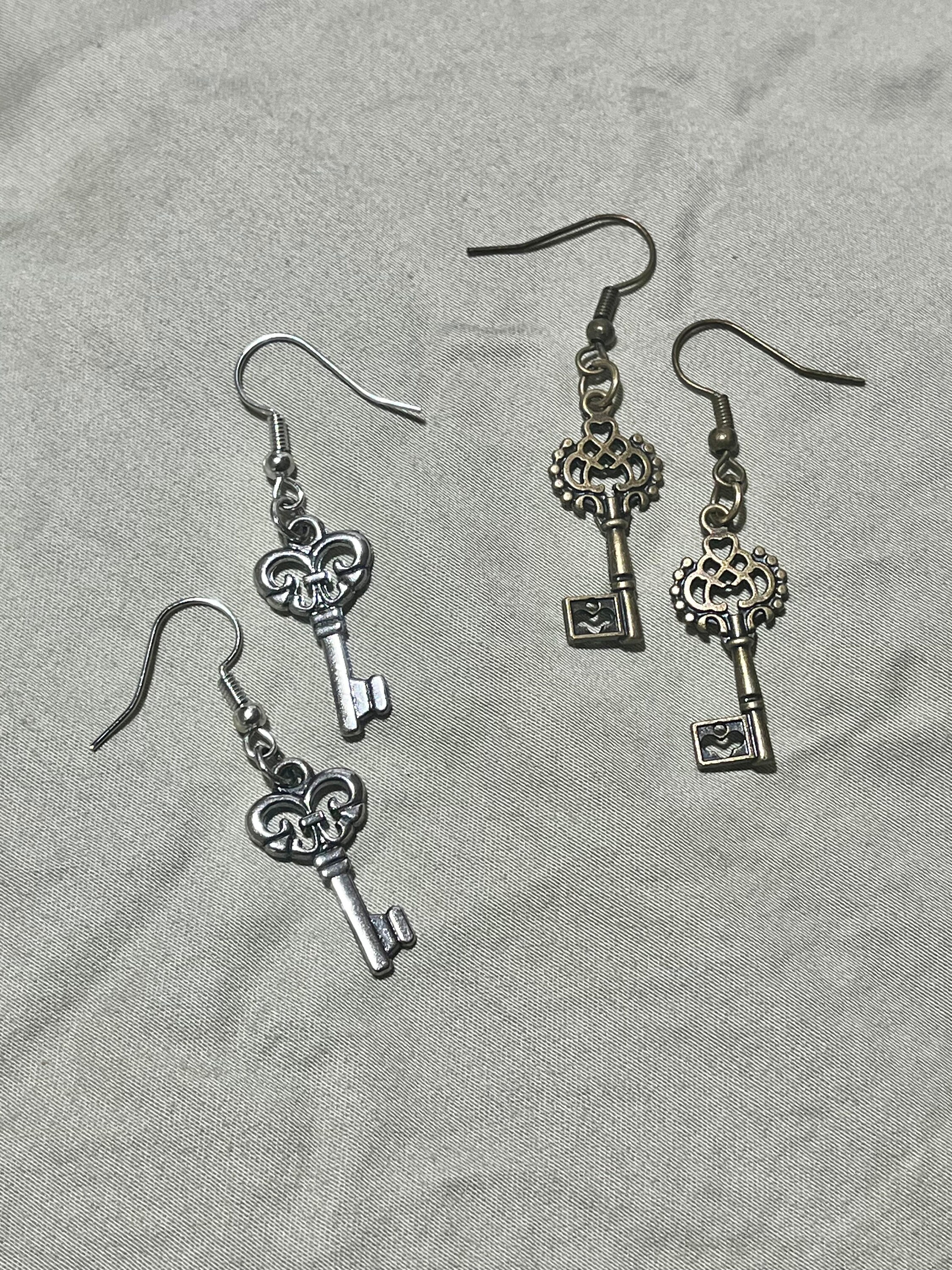 Pave Lock Key Earrings