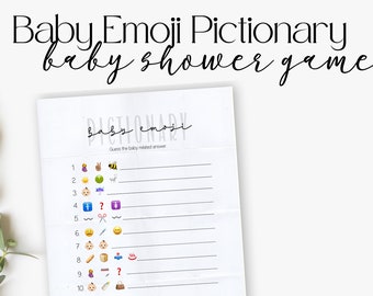 KLEO Emoji Pictionary, Baby Shower Game, Modern Minimalist Game, Printable Simple Activity, Baby, Mom-To-Be, Gender Reveal Games,