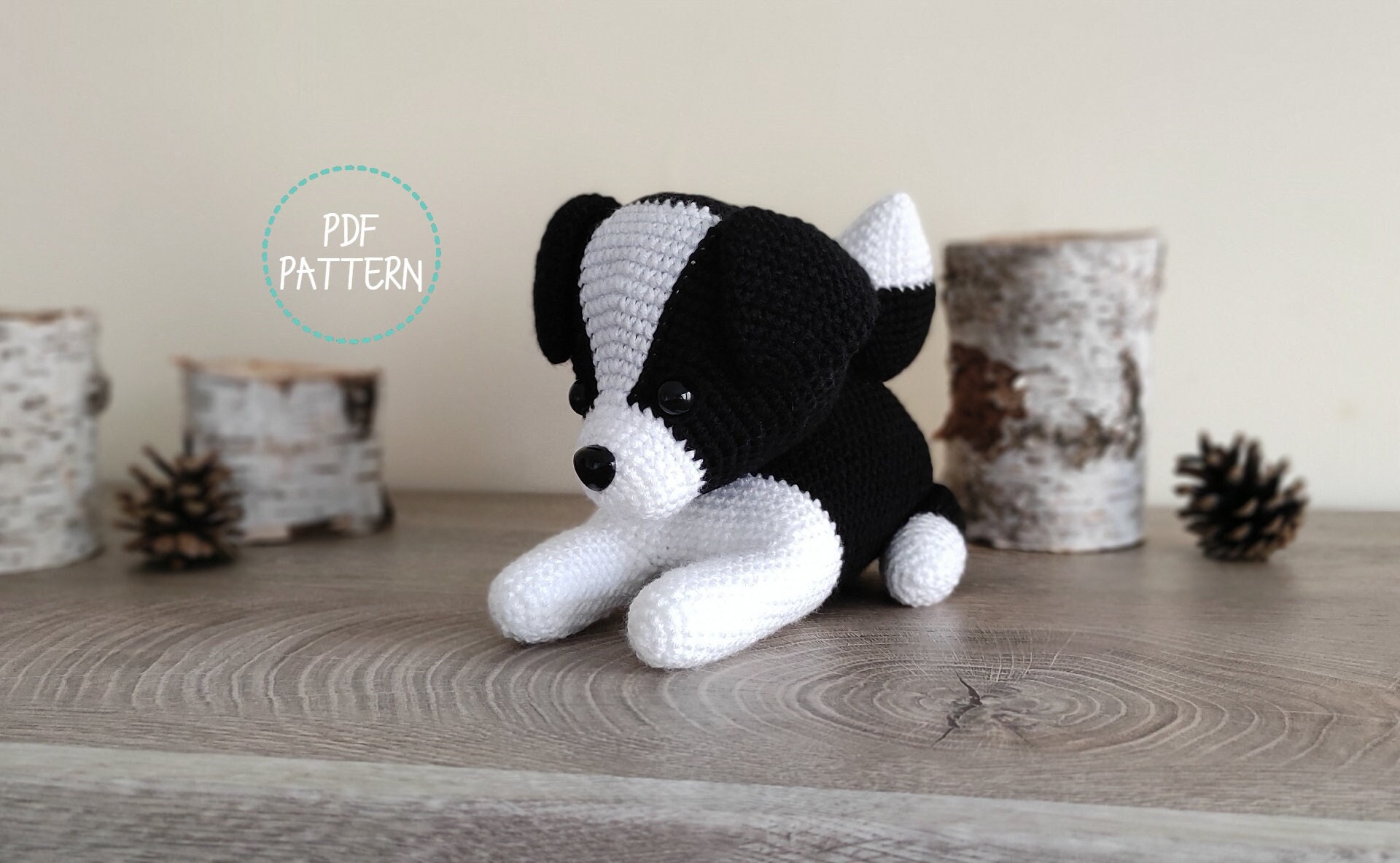 Reo the Border Collie dog Amigurumi Crochet PDF PATTERN Etsy