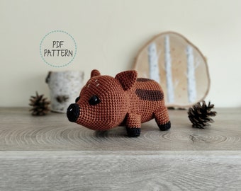 秋のイノシシ（編みぐるみかぎ針編みPDFパターン - 英語） - Etsy 日本