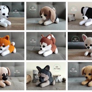 Dog BUNDLE (9 amigurumi crochet patterns - US terms)