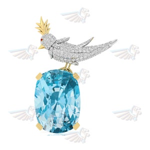 Bird On A Rock Brooch, Multi Color Cushion Cut CZ Gemstone Clip, Jean Schlumberger Bird Brooch, Luxurious Diamond Brooch, Unisex Jewelry