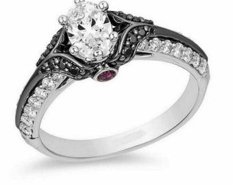 Enchanted Villains Evil Queen Ring, Handmade Jewelry, Oval & Round Cut CZ Stone Wedding Ring, Engagement Proposal Ring, Thanksgiving Gift
