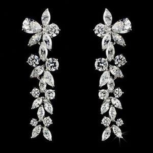 Multi Shape Moissanite Diamond Dangle Drop Earrings, Wedding Engagement Earrings, Anniversary Gift Earrings, Floral Motif Drop Earrings