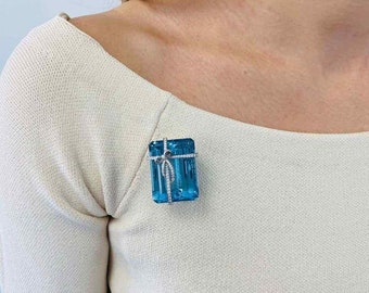 ヴィンテージ 925 スターリング シルバー アクアマリンとダイヤモンド