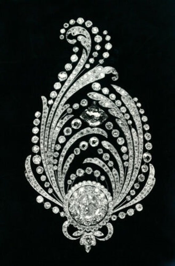 Antique Victorian Diamond Brooch, Round And Fancy Cut Diamond Cocktail Brooch, Wedding Brooch, 925 Silver Brooch, Art Deco Antique Brooch