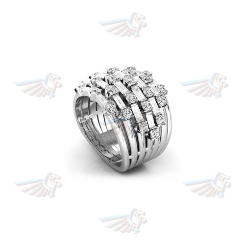 Baguette And Round Cut Diamond Engagement Proposal Ring, Wedding Anniversary Gift Ring, Cocktail Party Wear Ring, shops 14K Gold And Silver Ring