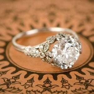 Old European Cut Moissanite Diamond Art Deco Ring, Victorian Ring, Wedding Anniversary Gift Ring, Engagement Bride Ring, Mid Century Ring
