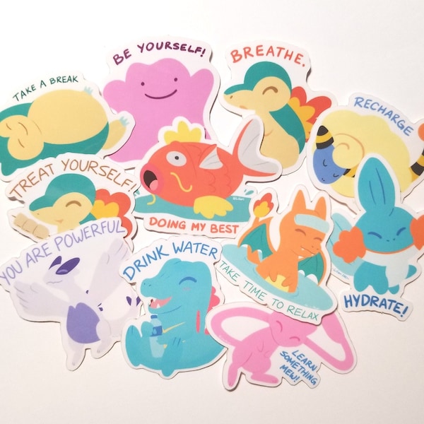 Pegatinas PKM de autocuidado / Cynda Ditto Blob Snore Sheep Magic Mud Fish Dragon Croc Mew