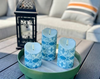 Outdoor Waterproof Flameless Candles// Battery Operated Candles with Remote and Timers// LED Plastic Pillar Candles// Set of 3