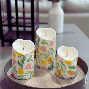 Outdoor Waterproof Flameless Candles// Battery Operated with Remote and Timers// LED Plastic Pillar Candles// Set of 3