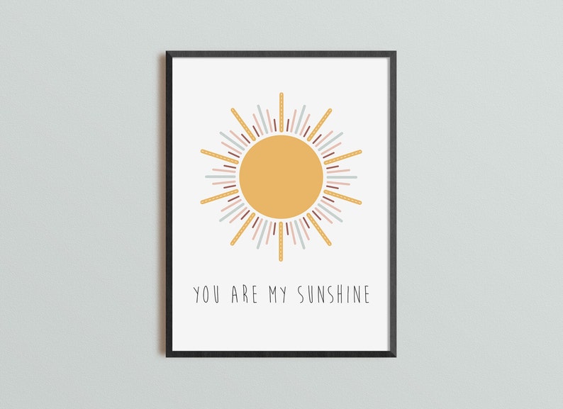 You Are My Sunshine Wall Art Rainbow Nursery Nursery Wall Etsy