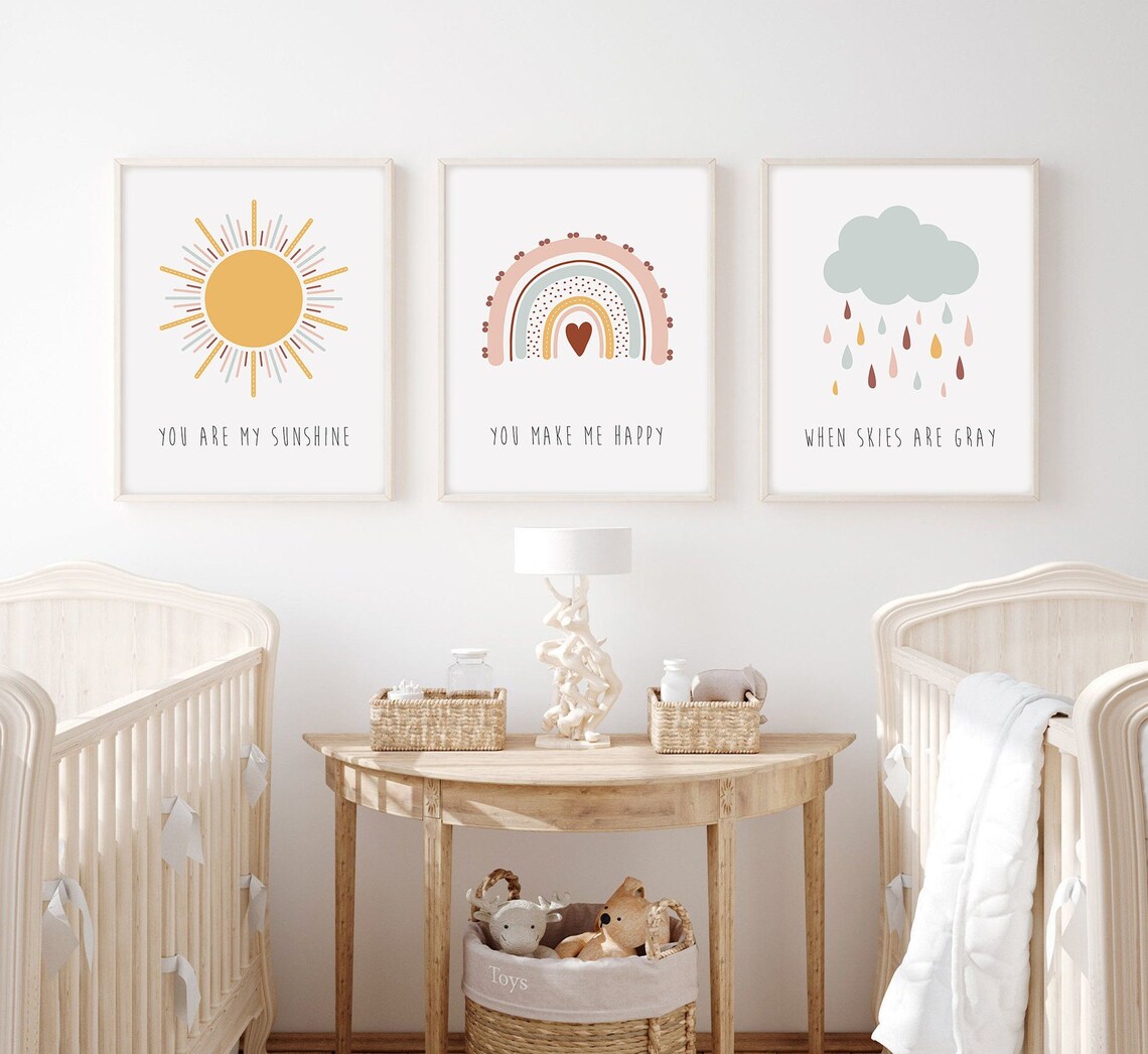 You Are My Sunshine Wall Art Rainbow Nursery Nursery Wall - Etsy