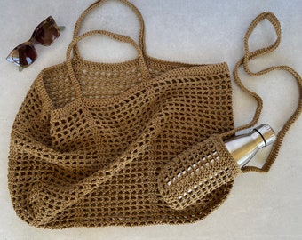 Beach Bag | Mesh Beach Bag | Bag Set | Tote Bag | Crochet Tote Bag | Water Bottle Holder | Market Bag