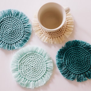 Boho Coasters, Fringed Coasters, Home Decor, Housewarming Gift