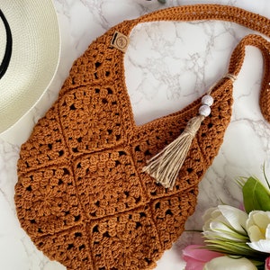 Stylishly Versatile Crochet Granny Square Bag - Granny Square Tote - Multiple Colors Available