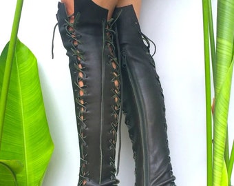 Boots Woman, Knee high boots, Leather Boots Woman, Lace up Boots, HANDMADE Original 100% leather