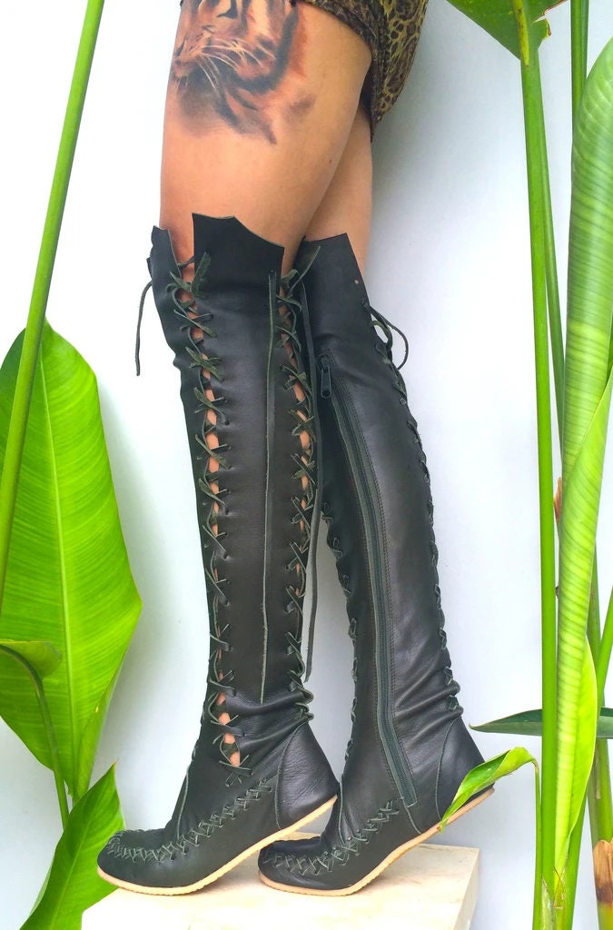 Leather Boots – Black Knee High Leather Boots For Women