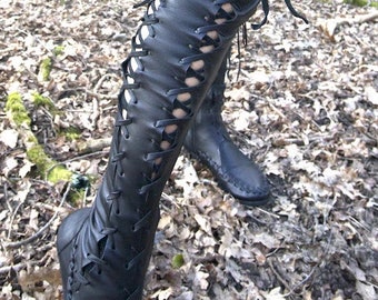 Woman boots, Lace Up Boots, Knee high boots, Leather Boots Woman, HANDMADE Original 100% leather