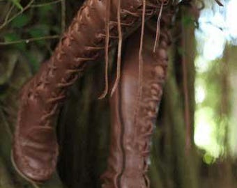 renaissance boots, Knee high boots, Leather Boots Women, Lace up Boots, HANDMADE Original 100% leather