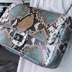 Crossbody bag Python leather purse, Python Leather Bag