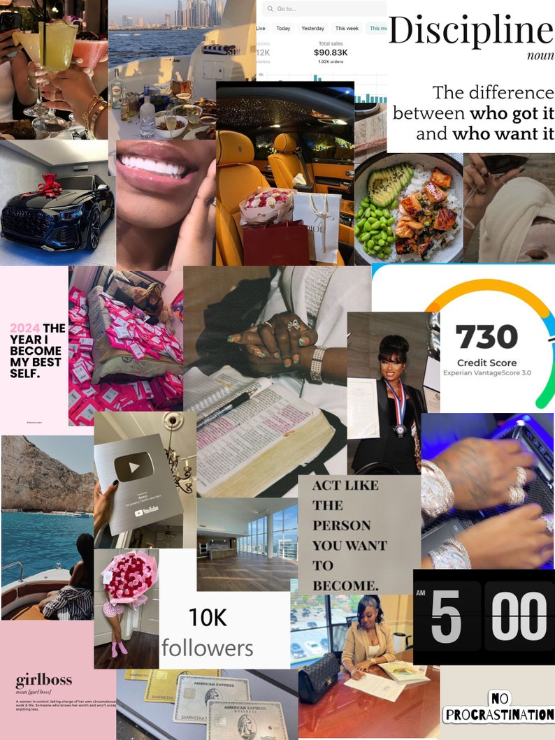 Editable 2024 Black Girl Vision Board, Canva Vision Board, Canva