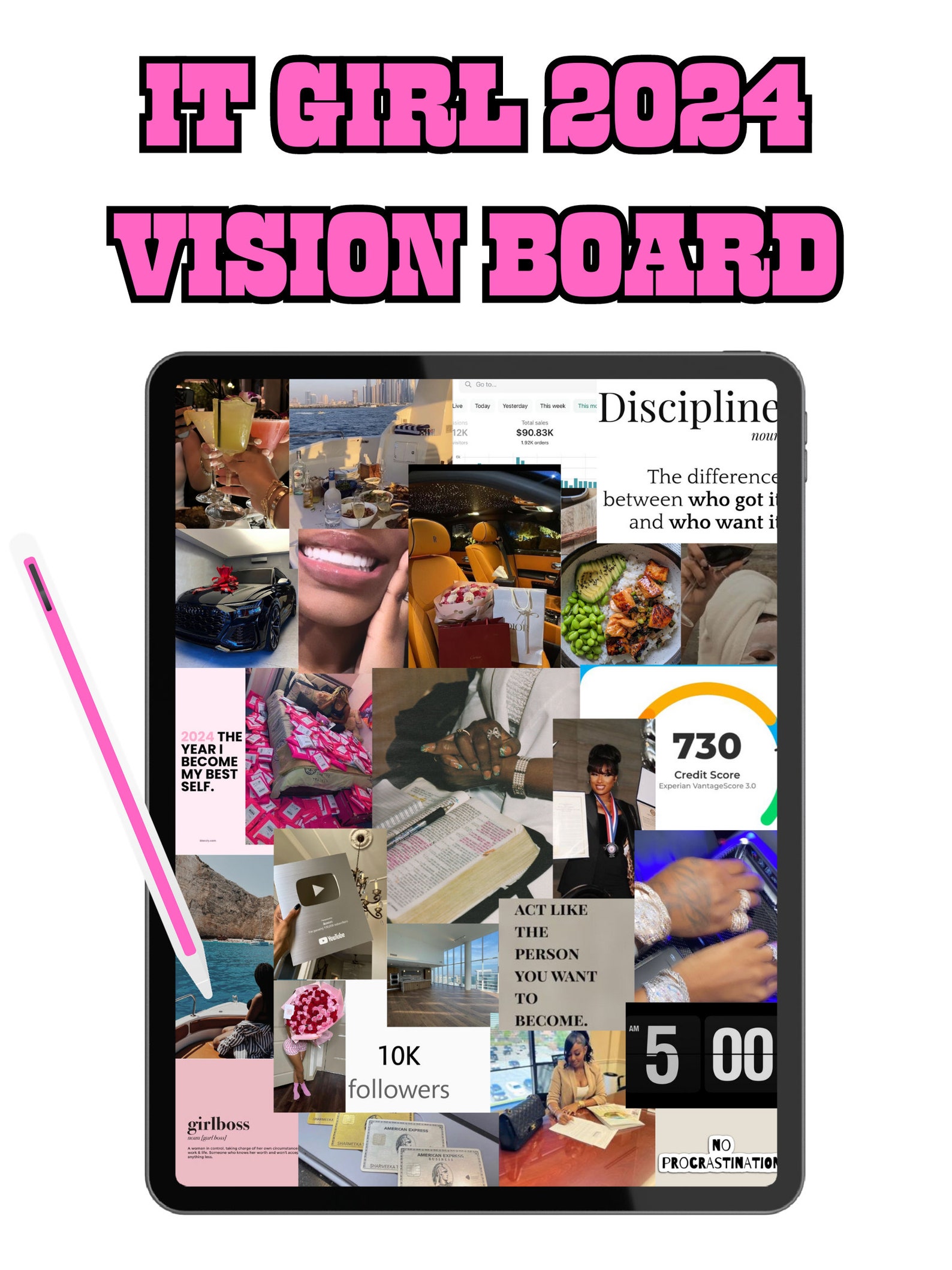 Bundle Editable 2024 Black Girl Vision Board, Canva Vision Board, Canva ...