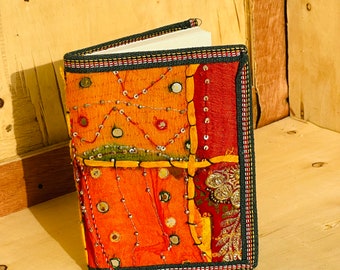 Assorted Sari Journal, Handmade Sari Diary, Writing Notebook, Colourful Diary, Unlined Paper, handmade mirror work