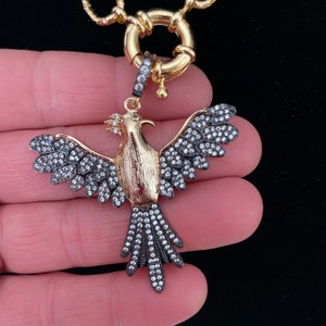 Phoenix Gold Plated Bronze Necklace AAA Quality Zirconium Necklace Pendant is Specially Produced by the Craftsmanship of the Jeweler.