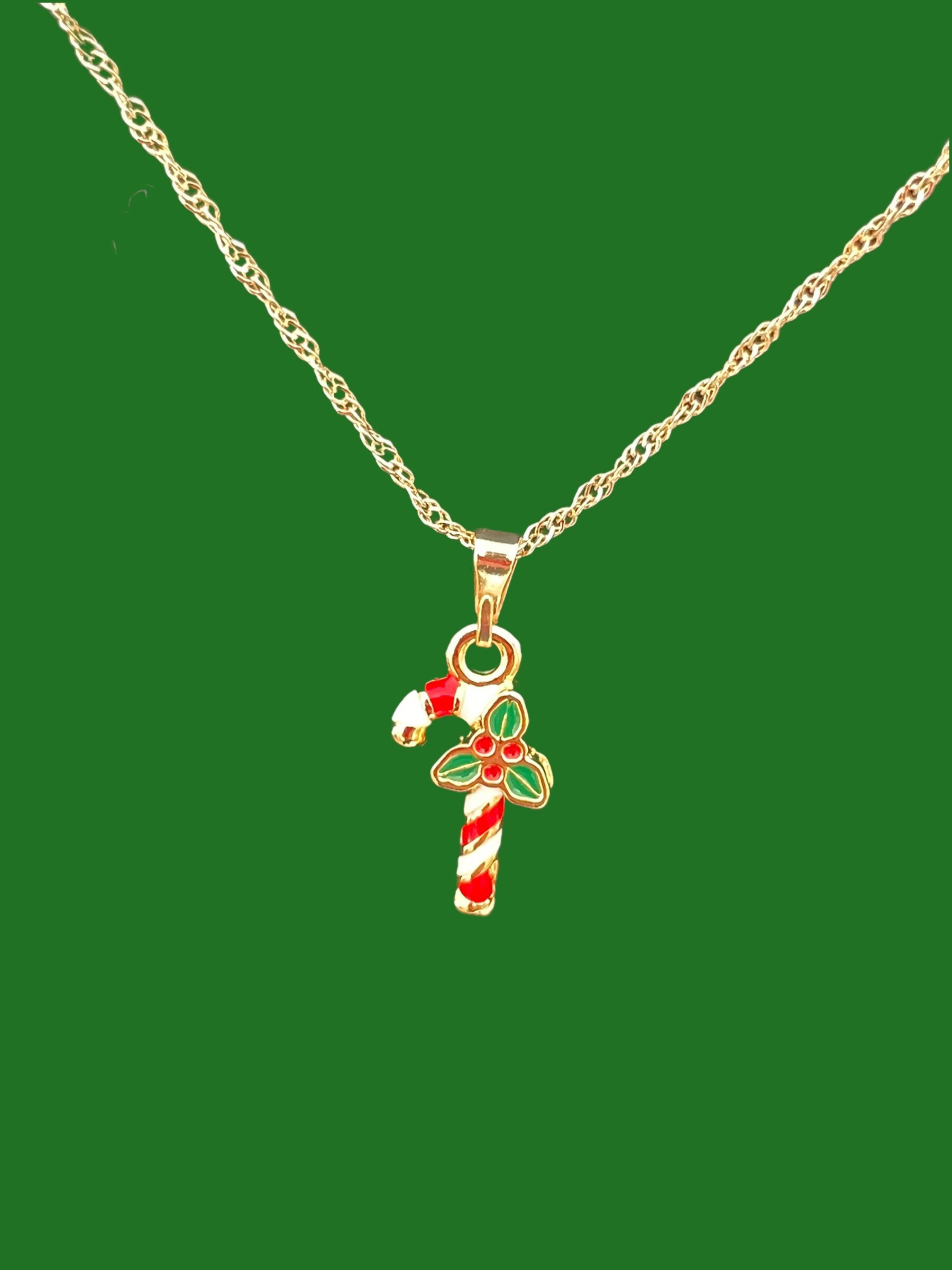 Raspberry Candy Cane Necklace