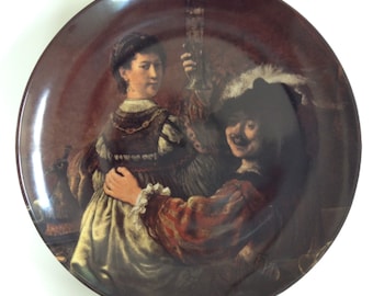 Vintage wall plate Rembrandt van Rijn, Rembrandt & Saskia, Kaiser W Germany, collector's item, wall decoration
