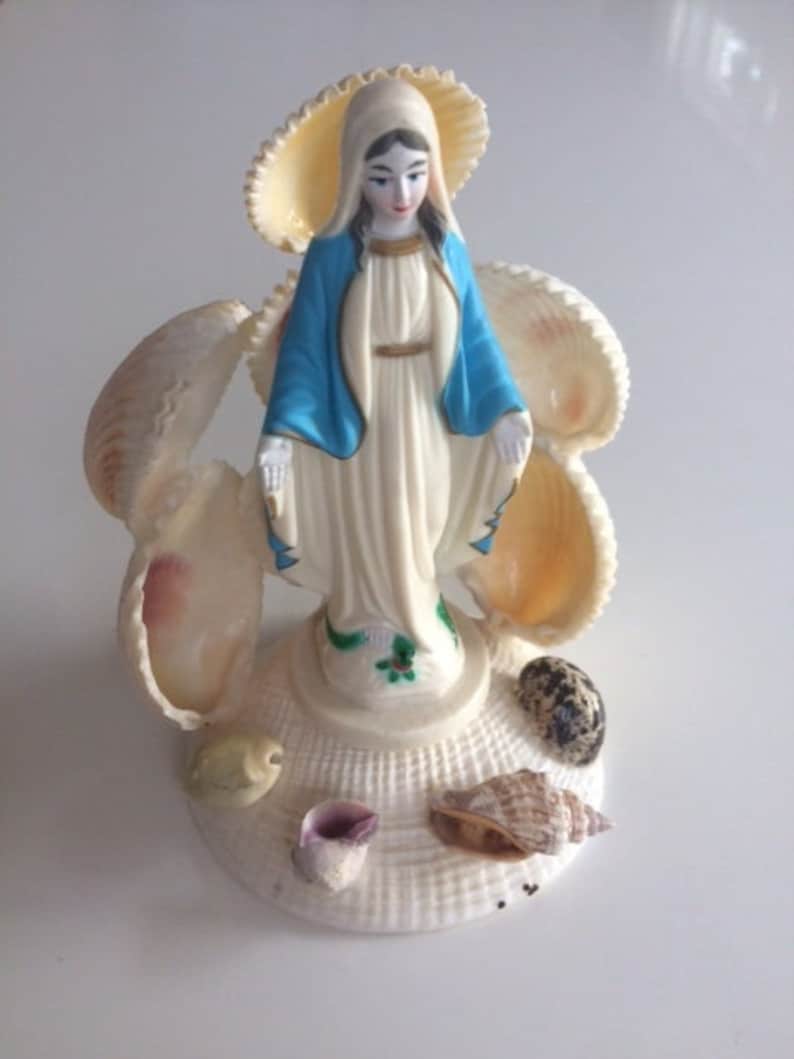 Virgin Mary Shell Vintage Shell Statue / Shell Altar Mary - Etsy