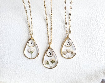 Collier Myosotis, Collier gypsophile, Deux graines, Trois graines, Cadeau pour fausses couches multiples en cas de perte de jumeaux, Perte de grossesse d'un bébé