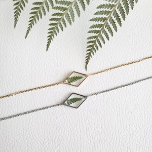 Pressed Fern Bracelet, Fern Leaf Jewelry, Fern Leaf Bracelet, Dried Fern Bracelet, Graduation Gift for Her, Birthday Gift for Women