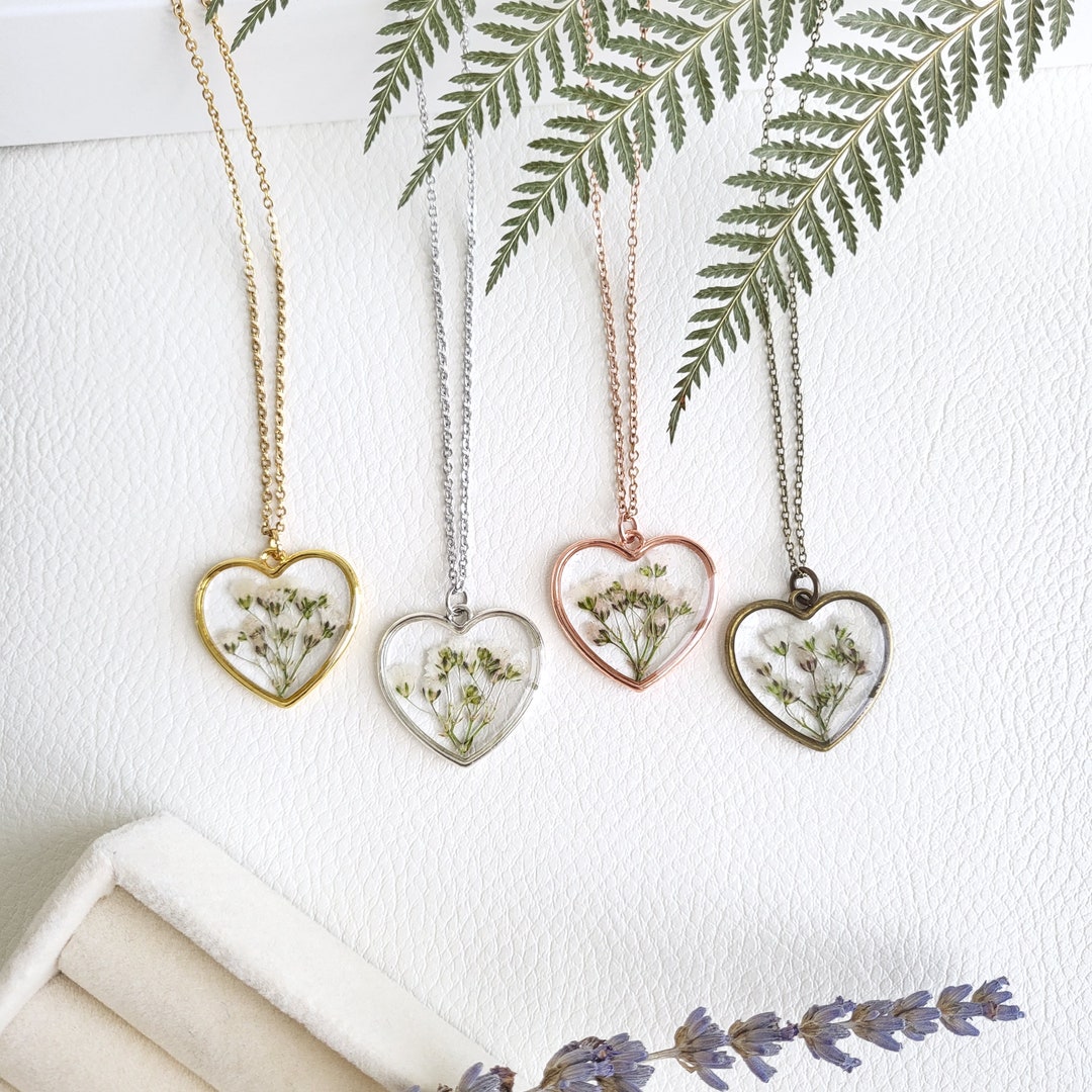 Baby Breath Necklace Handmade Jewelry Pressed Flower Etsy