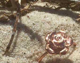 Rose Ring Sterling Silver Gold-Plated Handmade Elegant Design Flower Bohemian Artisan Jewelry Stylish Fashion Beach Boho Jewellery