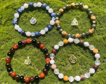 Anime Inspired Four Elements Handmade Crystal Bracelet