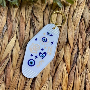 Evil eye keychain, Motel keychain, keychains