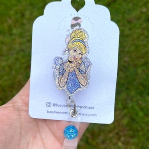 Cinderella badge reel, princess badge reel, badge holder
