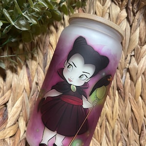 Maleficent glass can, custom glass can, villain glass can, Disney glass can
